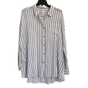 NWT Body Swim Cover-Up Button Up Blue And White Stripe M